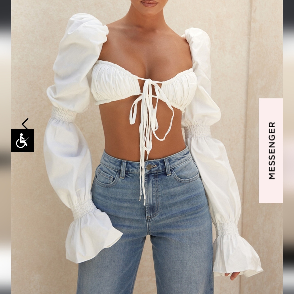 House of CB Molly White Shirred Top